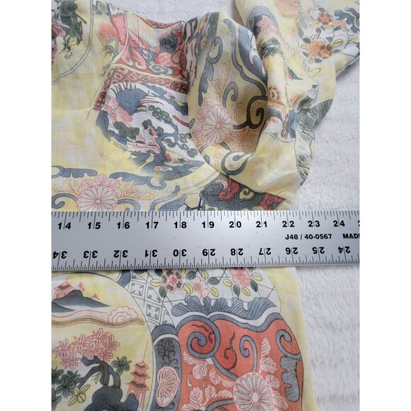 Citron Santa Monica Womens Linen Asian Print Button-Up Shirt Large 3/4 Sleeve - Picture 6 of 7